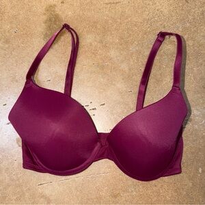 Victoria’s Secret Maroon Burgundy  Everywhere Push Up 32C Adjustable Straps Bra